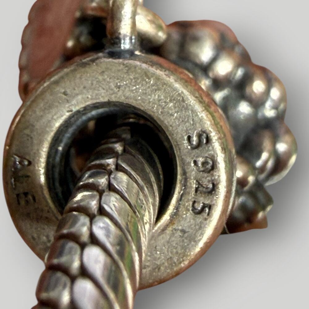 Pandora 925 ALE Sterling Silver Bracelet 7” with 4 Charms Pink Heart Cross - Picture 8 of 8